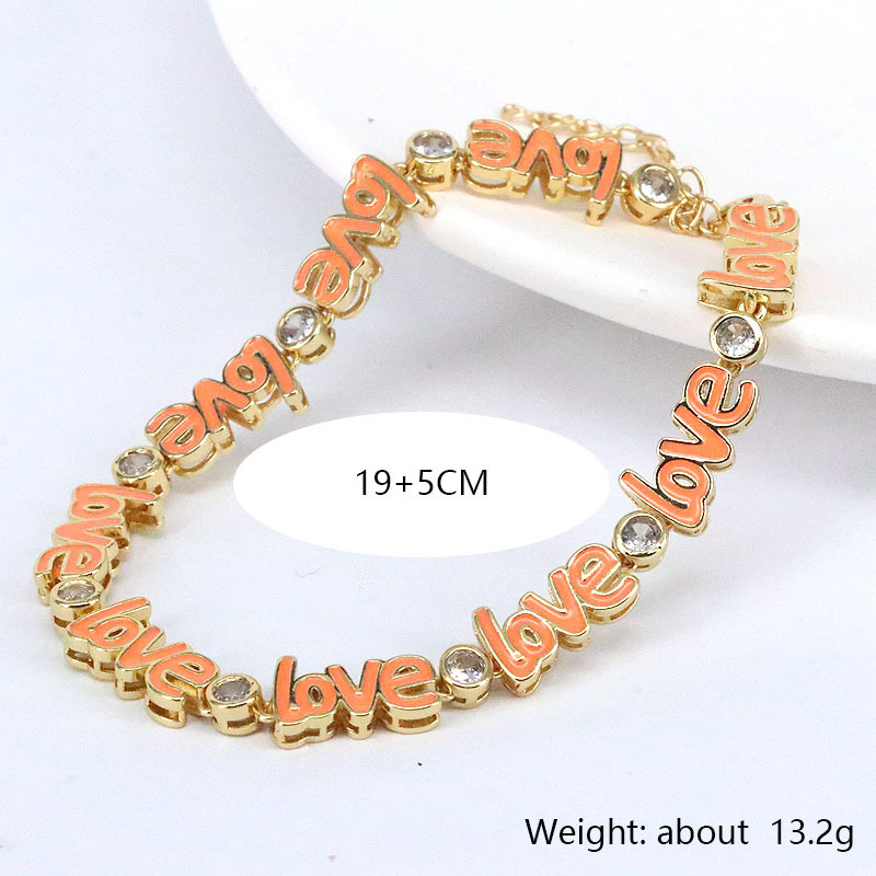 Fashion Letter Copper Stoving Varnish Zircon Bracelets display picture 1