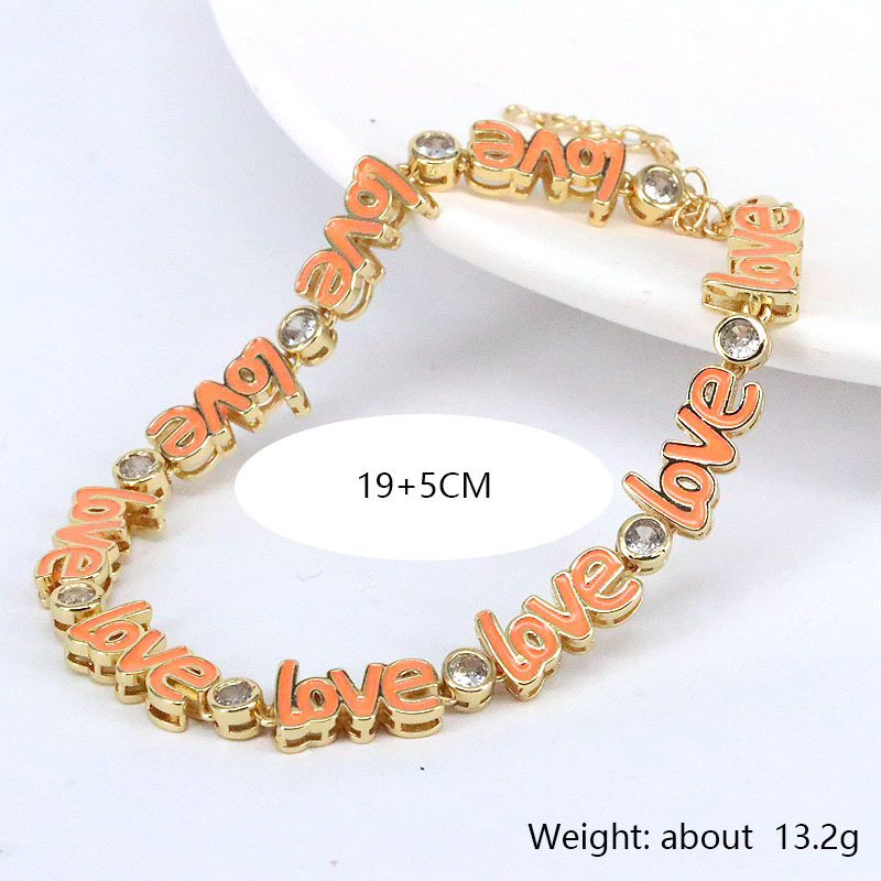Fashion Letter Copper Stoving Varnish Zircon Bracelets