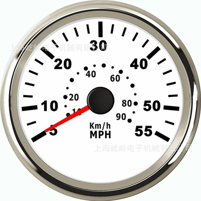 65Mph Universal Instrument – automobile instrument - silver-edge-white-background-0-55mph