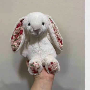同じジェリーキャットの白、ピンク、茶色、灰色の花柄ボニーうさぎのぬいぐるみ、ギフトネット|undefined