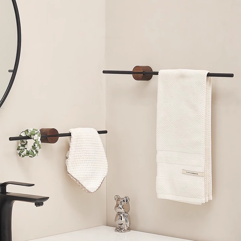 Walnut toallas de una sola varilla estilo antiguo sin perforación tipo pared de inodoro de alta gama toallas de baño estante