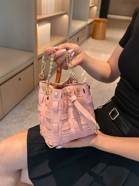 Material Bag New Women's Bag diy Handmade Bag New Texture Woven Bucket Bag Hand-made Gift for Friends