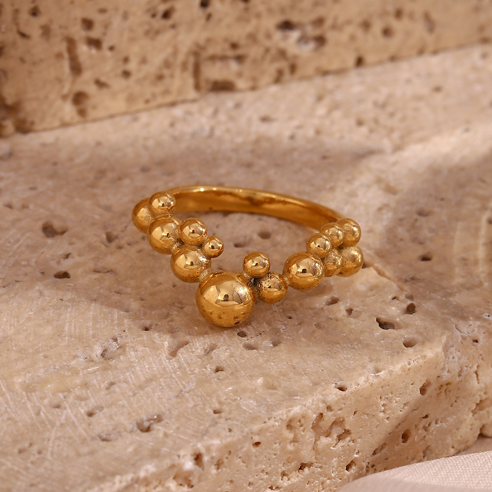 V-shaped Beads Stainless Steel Ring