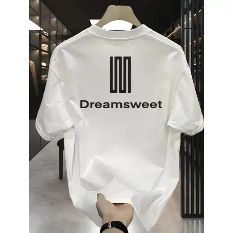 Модная стильная мужская футболка из чистого хлопка с коротким рукавом, летняя новинка 2025 года, свободный крой, брендовый трендовый топ с половиной рукава.