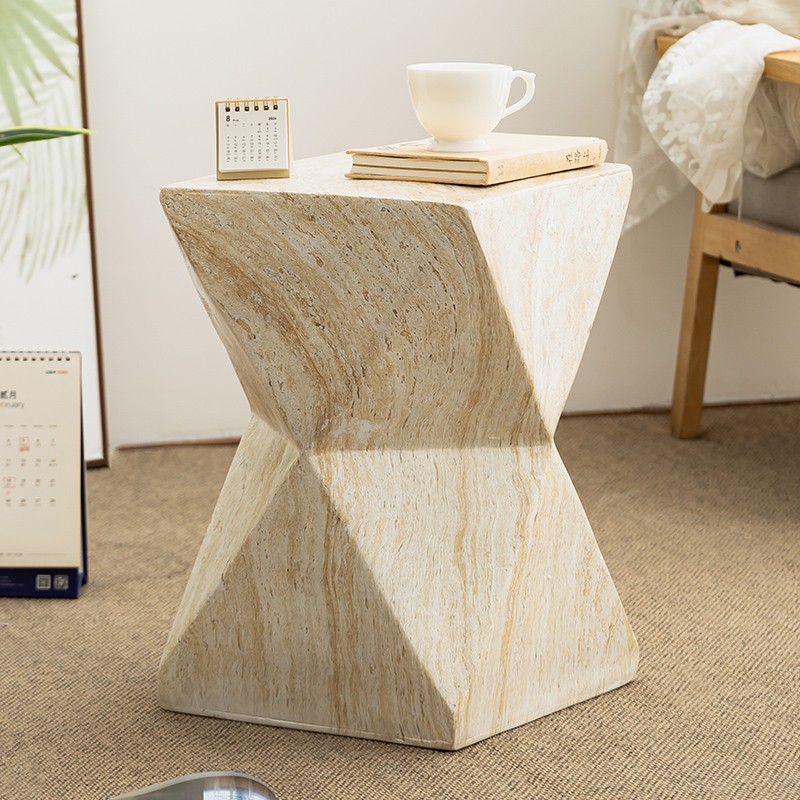 Medieval Style Magnesium Mud Imitation Travertine Coffee Table B&B Apartment Living Room Tv Cabinet Side Table Cafe Balcony Simple Corner Table
