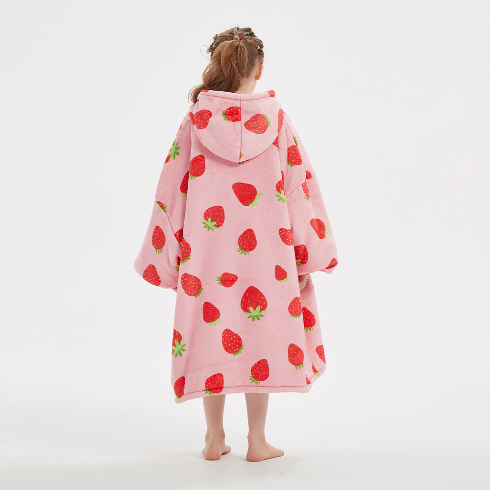 Sudadera con Capucha Tipo Manta para Niños, Estilo Nuevo de Otoño e Invierno, Franela, Doble Capa, Gruesa, Cálida, Talla Grande
