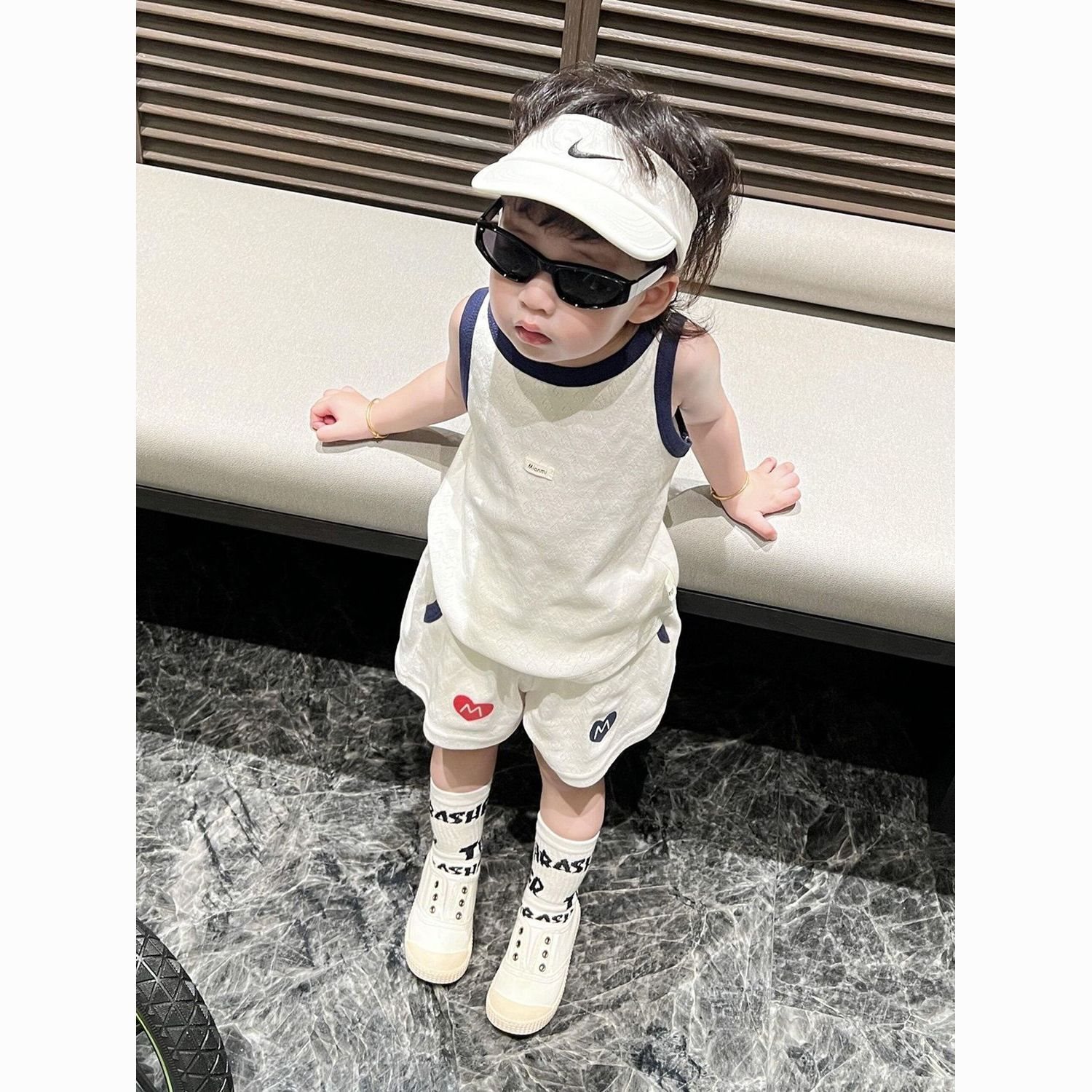 2026 New Summer Set for Boys: Loose-fitting, Thin, Sleeveless Sports Vest with Stylish Printed Shorts