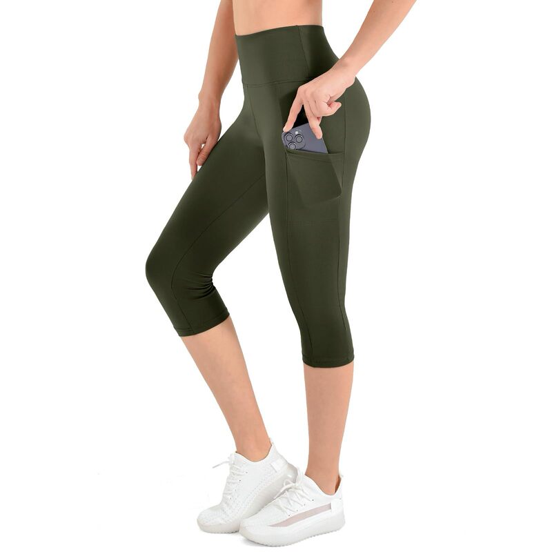 Amazon High-Waisted 7/8 Yoga Pants with Phone Pocket, High-Elasticity, Bare-Feel, Sports Tight 7/8 Pants for Women
