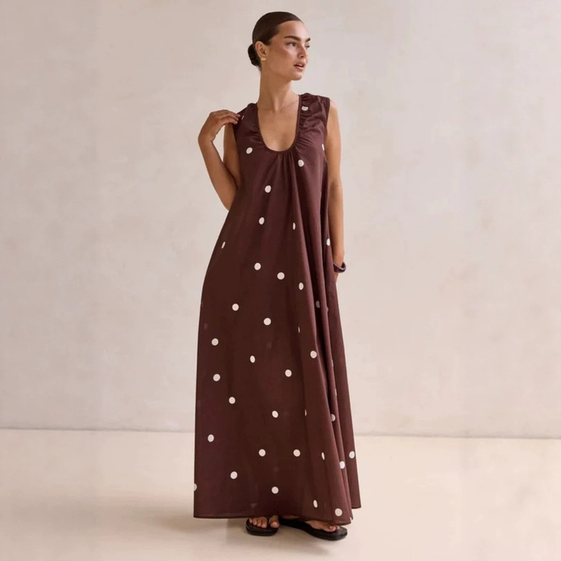 2026 Amazon Cross-Border European and American Foreign Trade Dress, Loose Casual V-Neck Sleeveless Long Dress for Home and Work, Women's Clothing 2026 Amazon Cross-Border European and American Foreign Trade Dress, Loose Casual V-Neck Sleeveless Long Dress for Home and Work, Women's Clothing