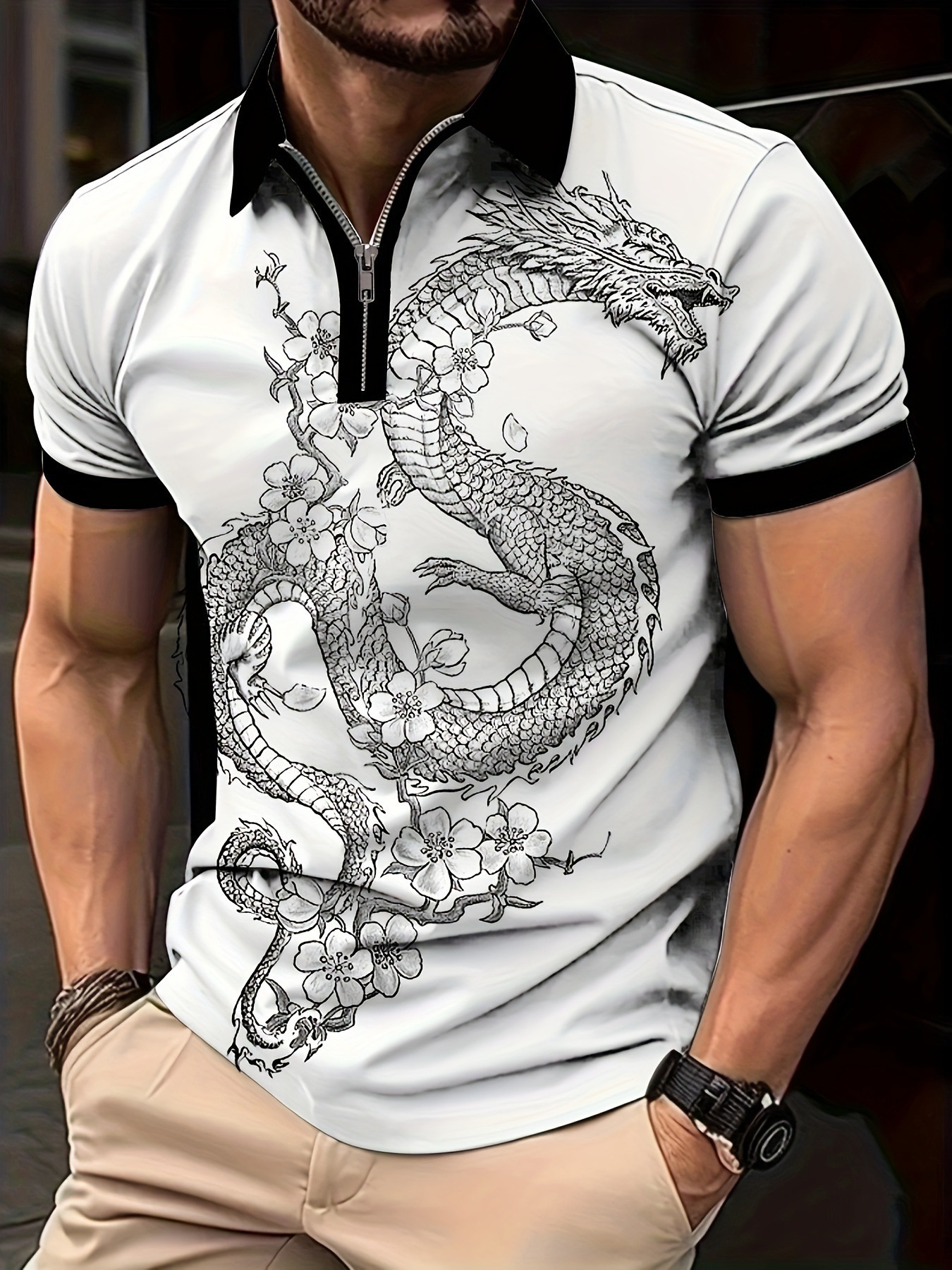 Ropa de hombre verano nueva tendencia tendencia suelta tendencia de moda alta calidad manga corta cremallera POLO camisa MB13