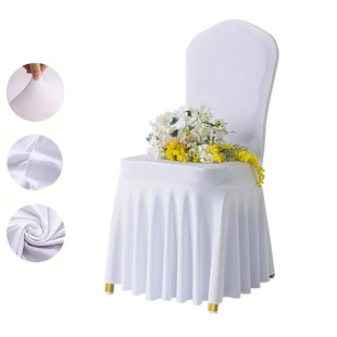 in stock Supply Sun Skirt Pleated Skirt Chair Cover Wedding Banquet Elastic Thickened Hotel Chair Cover