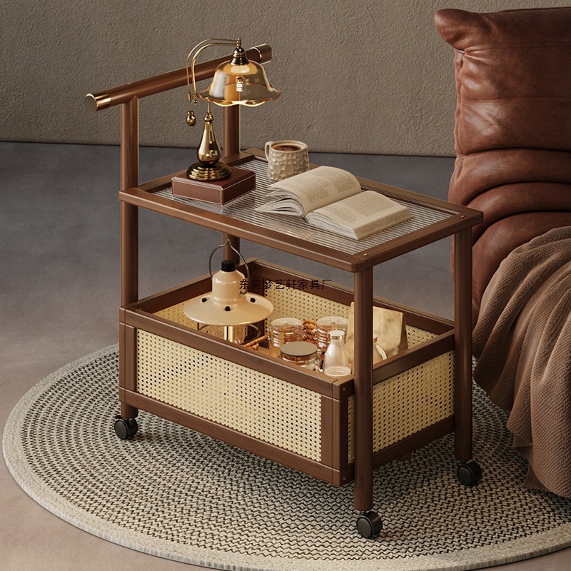 Sofa Side Table Movable Multi-Layer Simple Coffee Table for Living Room Trolley Bedroom Bedside Storage Shelf Bookshelf