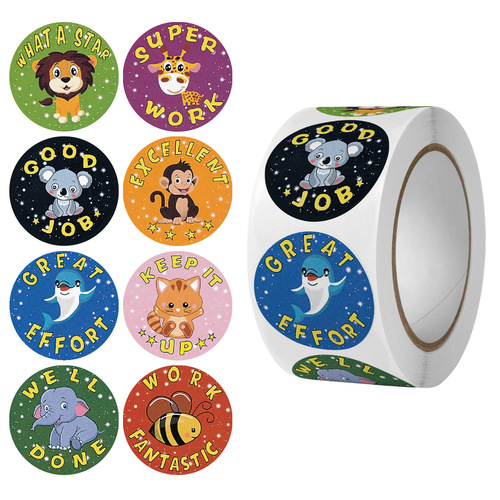 English teacher rewards children stickers to encourage learning English label packaging emoticon toys smiley face sealing stickers