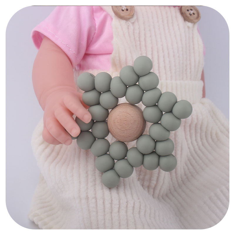 Creativo nuevo bebé suministros DIY cuentas de silicona hexagonal juguete teether bebé teether stick teether