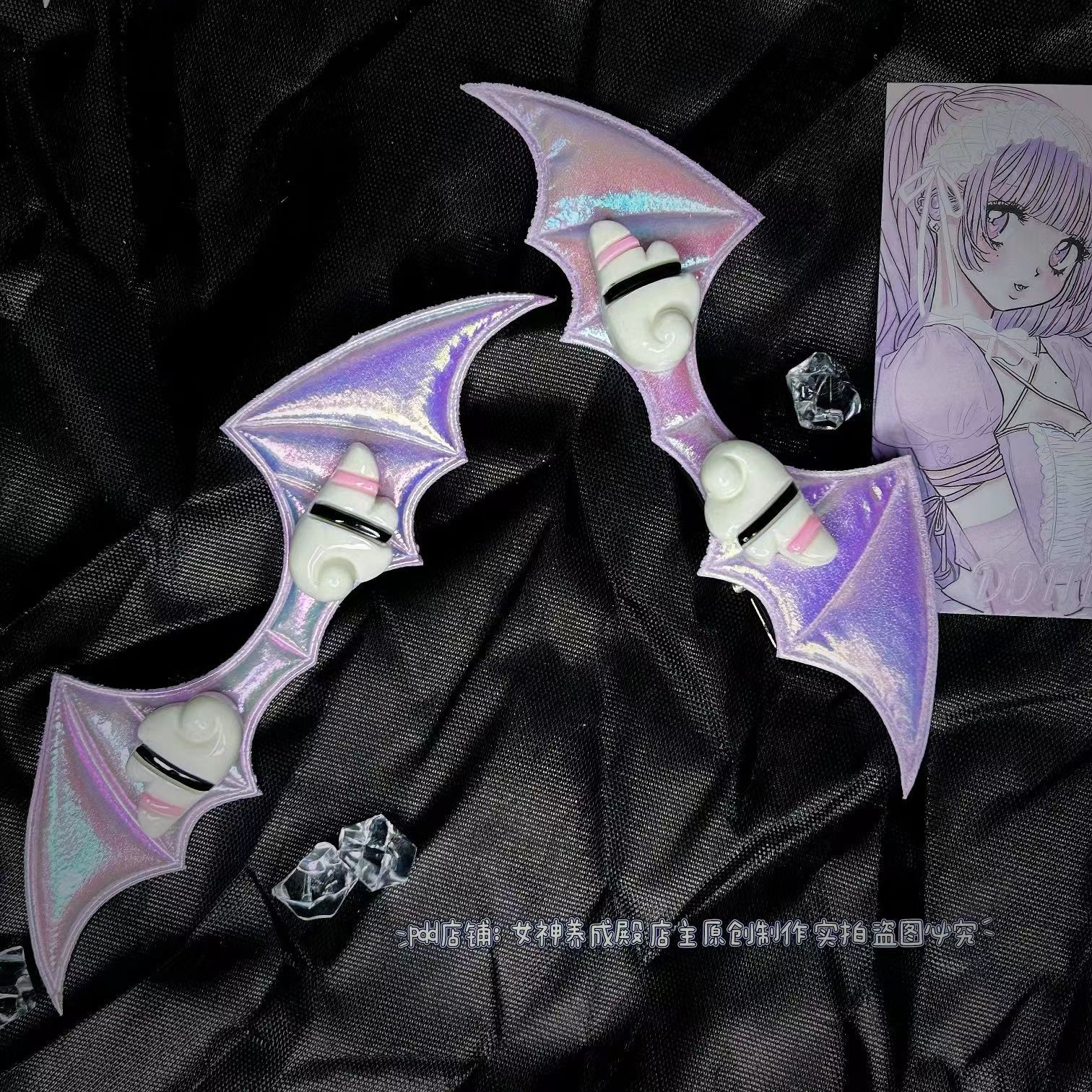 악마 날개 Y2K 핫걸 록 펑크 서브컬쳐 헤어핀, 사이드핀, 헤어 액세서리, 오리지널 디자인 앞머리핀, 대량 판매 가능