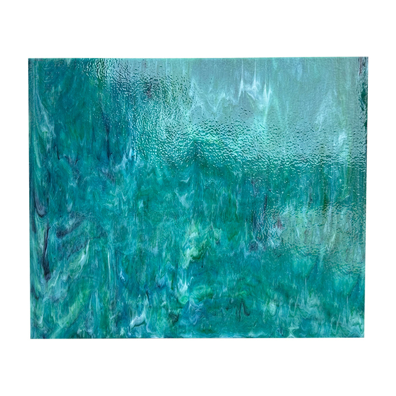 【厂家直销】带纹路孔雀绿彩色教堂玻璃【70FG】