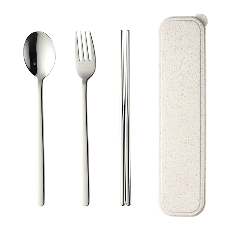 304 de acero inoxidable coreano vajilla portátil traje al aire libre comida occidental cuchara tenedor palillos vajilla regalo conjunto de tres piezas image 6