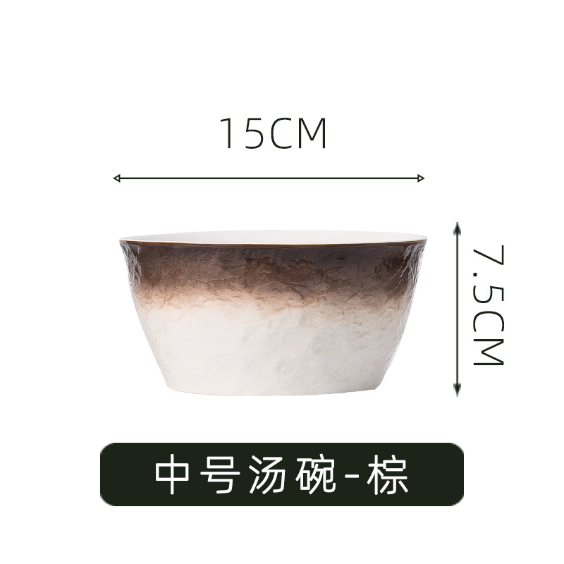 INS vajilla nórdica tazón de cerámica creativo hogar tazón de arroz tazón de fideos instantáneos gradiente personalizado patrón de piedra tazón de ensalada de frutas