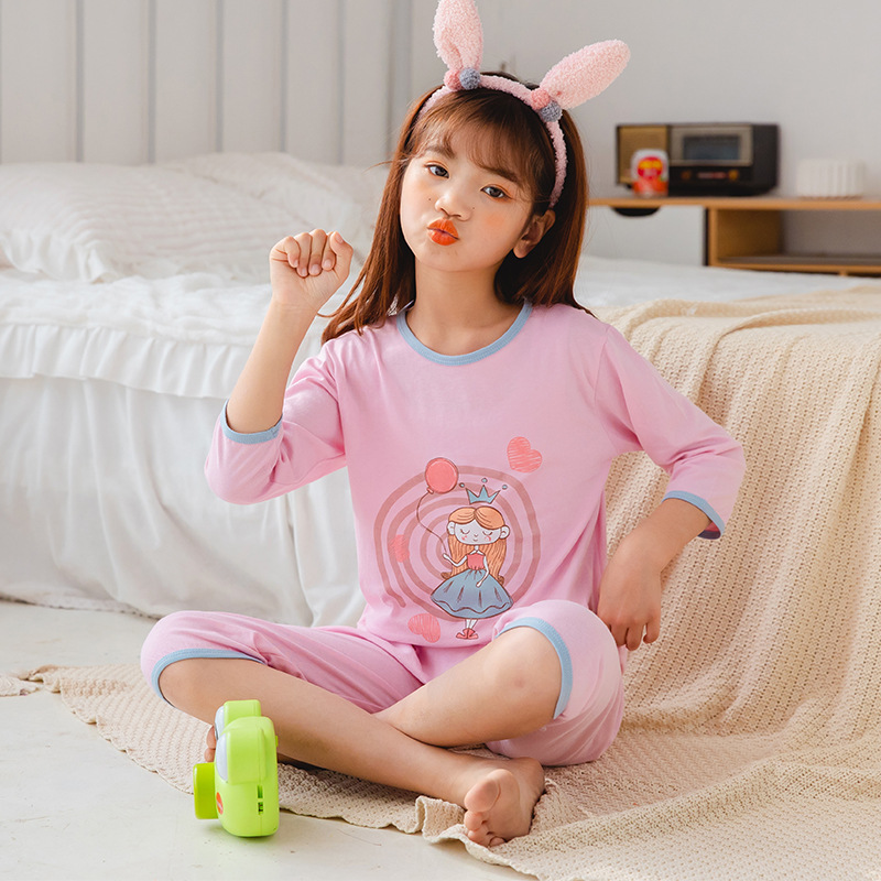 소년 잠옷을 대신하여 세트 여름 얇은 어린이 가정 옷 소년  면화 소녀 에어컨 옷 도매