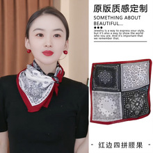 棉麻小方巾小丝巾女2025新款夏季护脖子纱巾围巾薄款棉麻护脖子