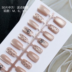 30片手工穿戴甲新中方波點蝴蝶氣質流行可拆卸美甲貼片