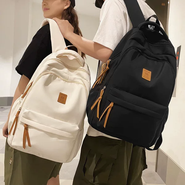 Backpack female Korean style Japanese style simple style junior high school student backpack contrast color large capacity canvas schoolbag female