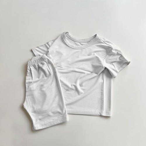 Baby clothes summer thin breathable modal round neck short-sleeved T-shirt + shorts pajamas set baby home clothes