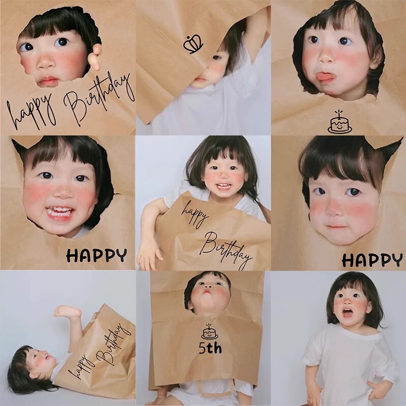 Baby's 100-Day and Full-Month Photo Props, 100-Day Celebration Decorations for Baby Girls at Home, Kraft Paper Decorations
