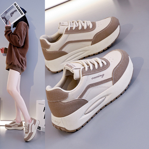 Spring White Sneakers New Korean Version Ins Female Student Thick Sole Height Sports Board Shoes Casual Street Style G6809