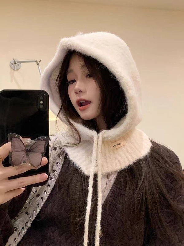 巴拉克拉法帽子女新款秋冬保暖情侣连体针织帽围脖一体混纺毛线帽|undefined