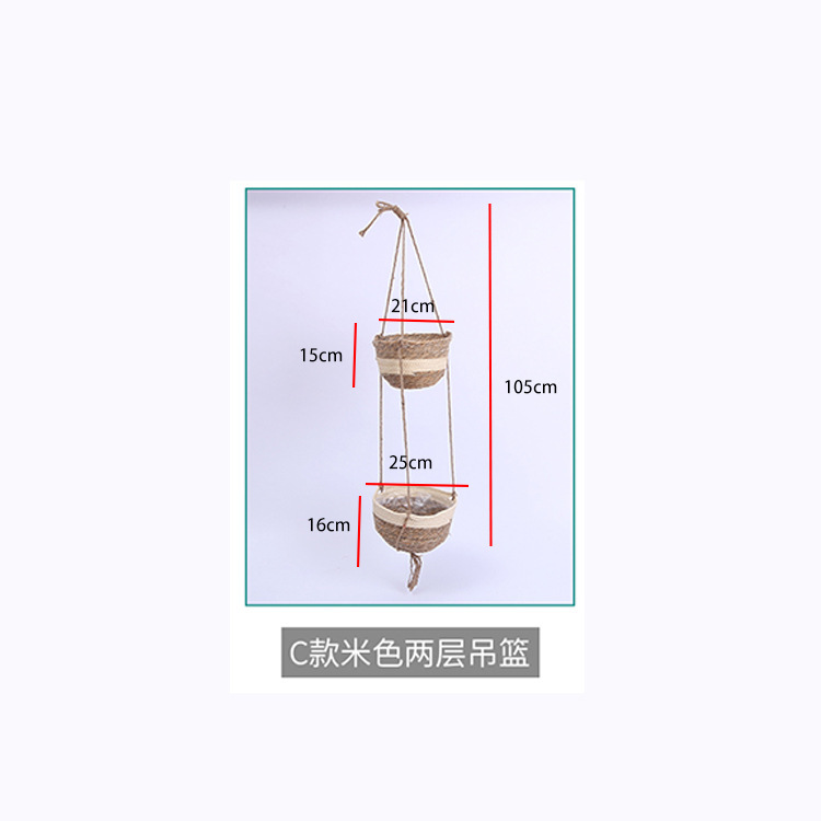 Cesta Colgante de Paja de Espadaña Natural Tejida a Mano para Plantas image 14