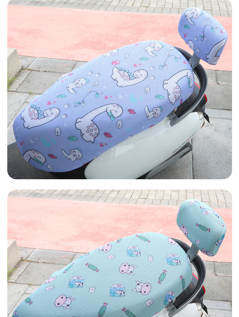 Motorcycle seat cover breathable 3D honeycomb mesh electric car seat cover universal backrest combination heat insulation seat cover