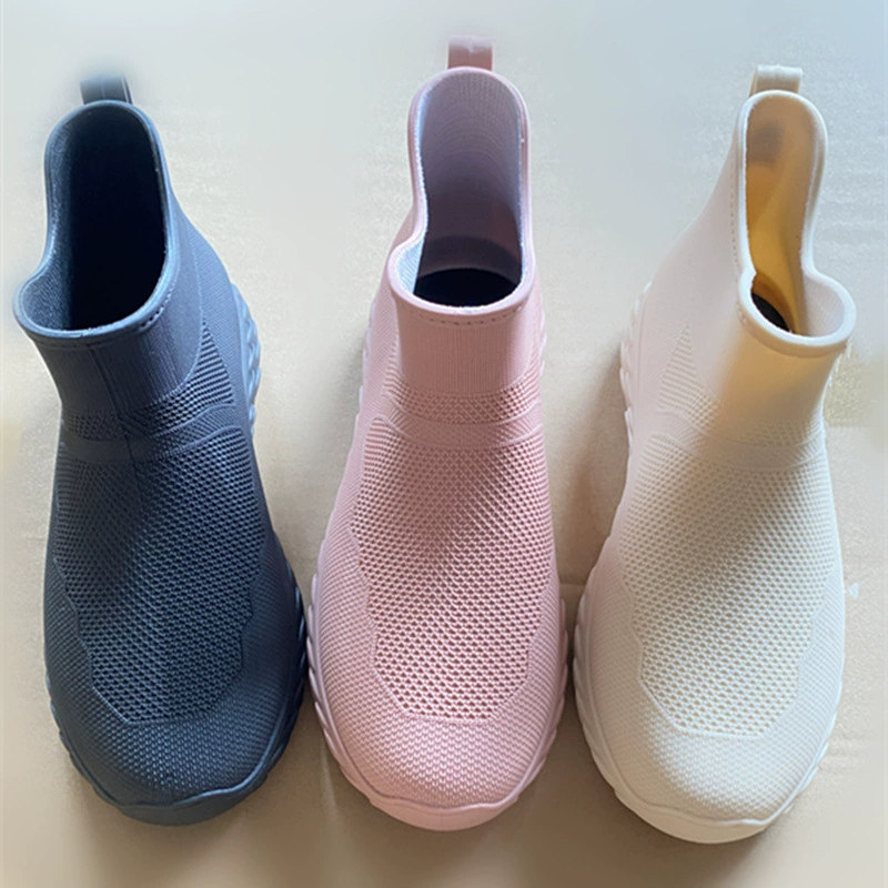 2023 новые модные короткие сапоги дождя сетка красная водяная обувь нескользящая водонепроницаемая обувь дождевая обувь пластиковая женщина летняя работа пластиковые сапоги