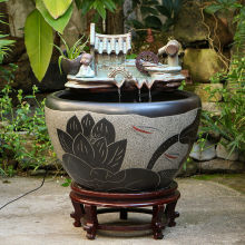 景德镇陶瓷金鱼缸阳台办公室客厅流水摆件水缸过滤庭院大缸养鱼盆