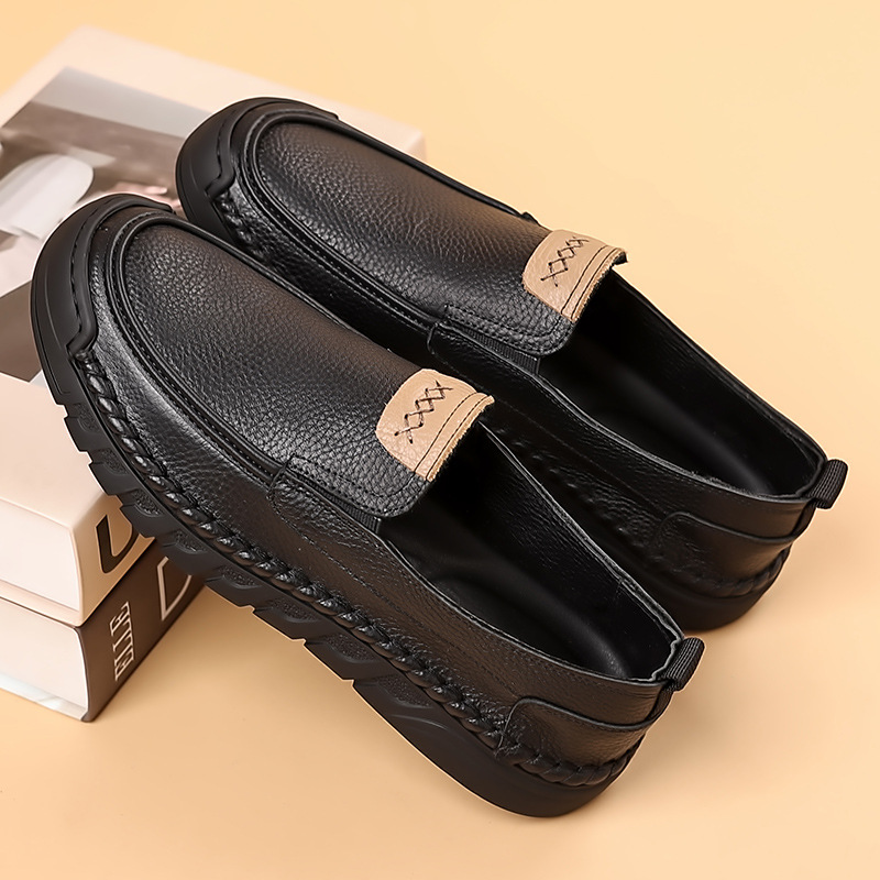 La primera capa de verano de cuero de vaca nuevos zapatos casuales de cuero de hombre zapatos de cuero Lefour hechos a mano zapatos de soja zapatos de hombre transpirables