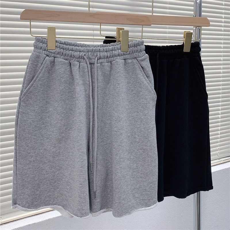 Self-Retained Lazy Curled Five-Point Shorts for Women Korean Style Summer Slimming Look Elastic Waist Gray Sports Pants for Students Self-Retained Lazy Curled Five-Point Shorts for Women Korean Style Summer Slimming Look Elastic Waist Gray Sports Pants for Students