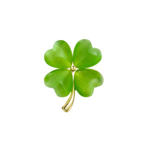 Four-leaf clover brooch, high-end women's summer new cat's eye collar pin, anti-exposure small brooch, fashionable and versatile