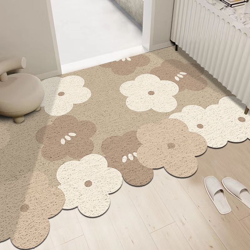 Simple Silk Ring Entrance Mat Cream Wind Scraping Soil Mud Entrance Entrance Mat Cuttable Carpet Door Mat