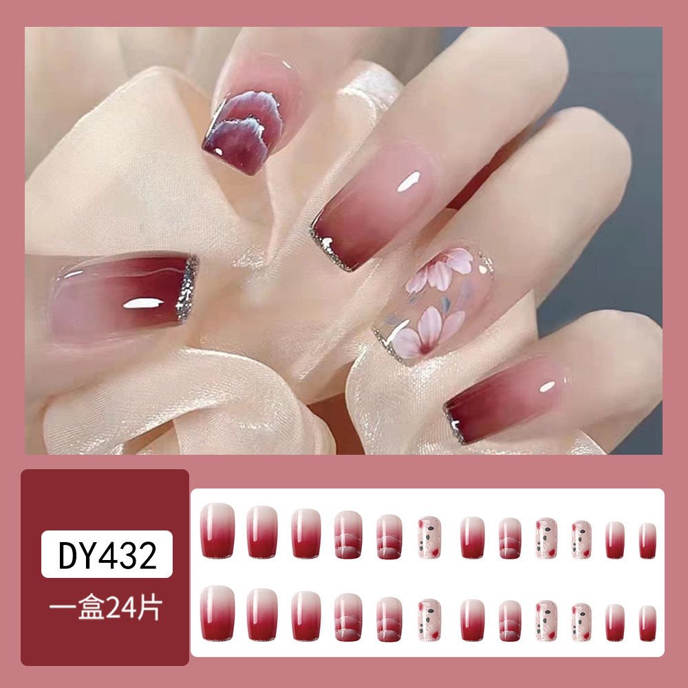 Brillo rosa y púrpura borde de diamante fresco de uñas de lujo delicado brillo de gradiente de uñas de moda de atmósfera suave