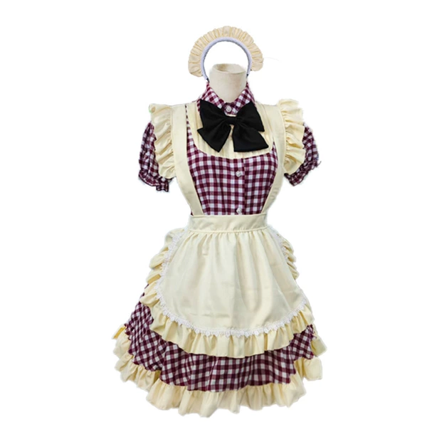 Red apron with bow, hair accessory
