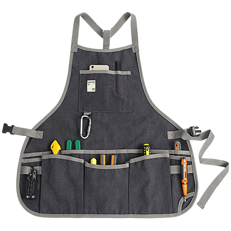 Nuevo delantal de lona gruesa transfronteriza logotipo personalizado floral jardinería ropa de trabajo electricista carpintería herramientas de almacenamiento delantal