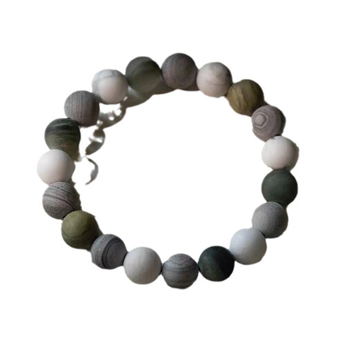 New Chinese style white turquoise bracelet with Buddhist beads for men and women, gray grained stone bracelet, hand-held accessories, same style dropshipping