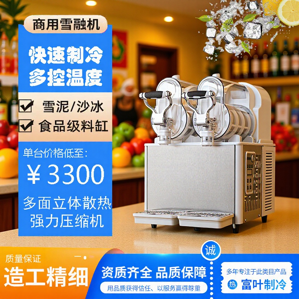 3Lx2双缸出口雪泥机多功沙冰机商用冰淇淋机摆摊创业多功能全自动