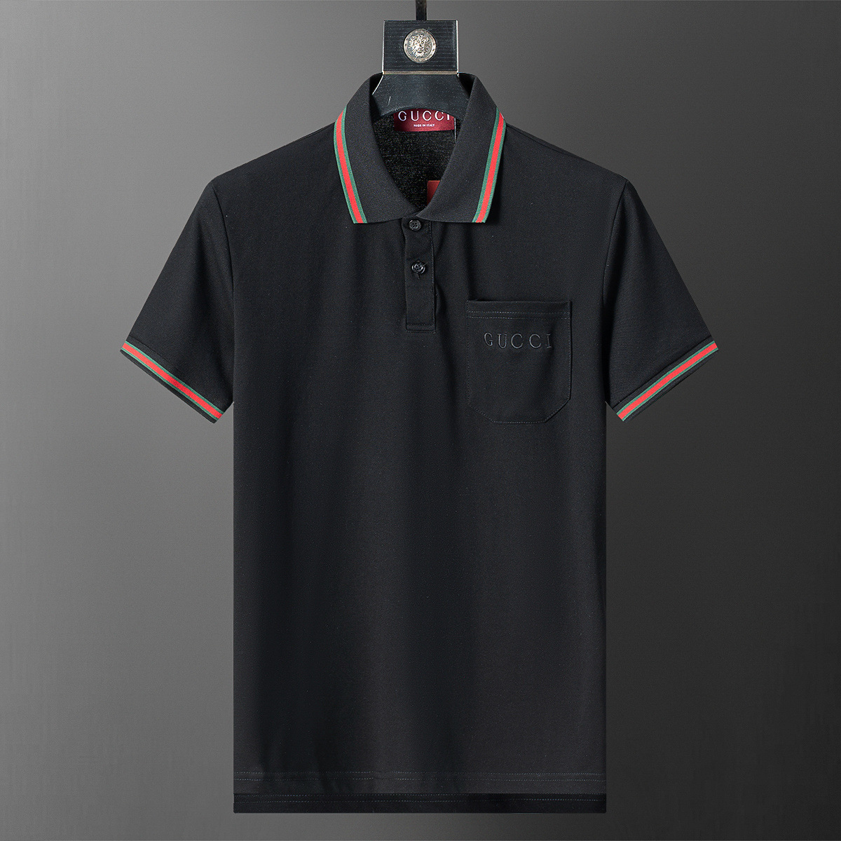 Cross-border versión correcta 26 nuevo polo para hombres color sólido negocios Jacquard casual con solapa de punto manga corta 1