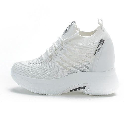  spring and summer new women's shoes, versatile thick-soled platform shoes, height-increasing women's shoes, sports white shoes, net shoes