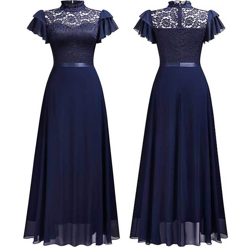 elegant summer lace shiffon evening dress