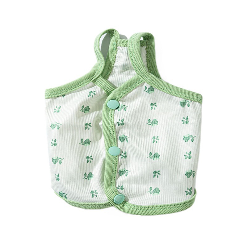Adorable chaleco de perro de verano delgado mascota ropa de perro impresa pequeña flor de la falda de la tira simple Teddy Bear