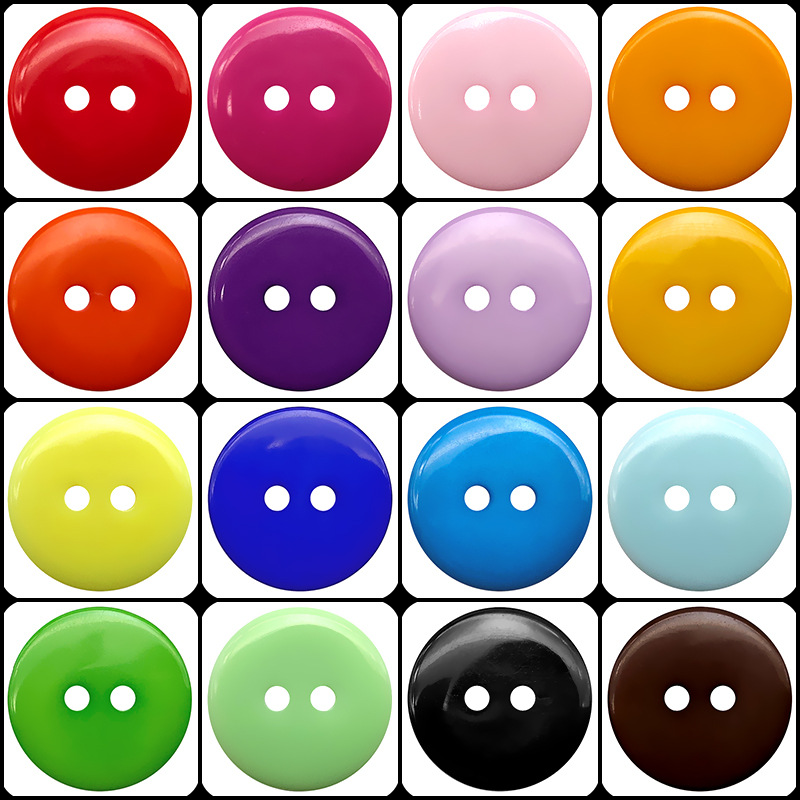 Resina de color de dos ojos Botón de pan suéter de cachemira de color caramelo botón de la camisa de los niños botón de la etiqueta engomada hecha a mano