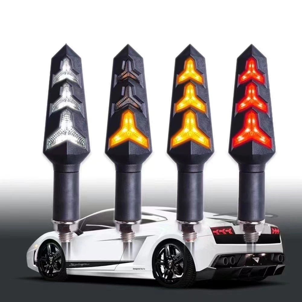 Мотоциклетный электрический фонарь «рыбья кость» с LED-подсветкой, последовательный указатель поворота, дневной ходовой огонь, указатель ширины, подходит для 12В