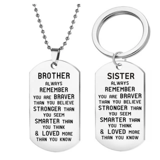 跨境brother军牌钛钢项链sister不锈钢挂件送给兄弟姐妹礼物